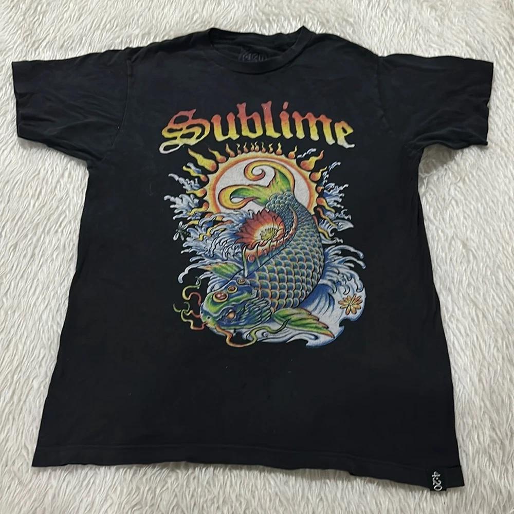 Vintage Sublime Gold Fish Black Distressed T Shirt Unisex Black Shirt