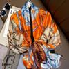 Women Colorful Geometric Elegant Chiffon  Scarf Summer Beach Silk Feeling Travel Sun Protection Thin EMA