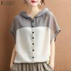 Women Casual Round Neck Summer Short Sleeve Hoodies Blouse