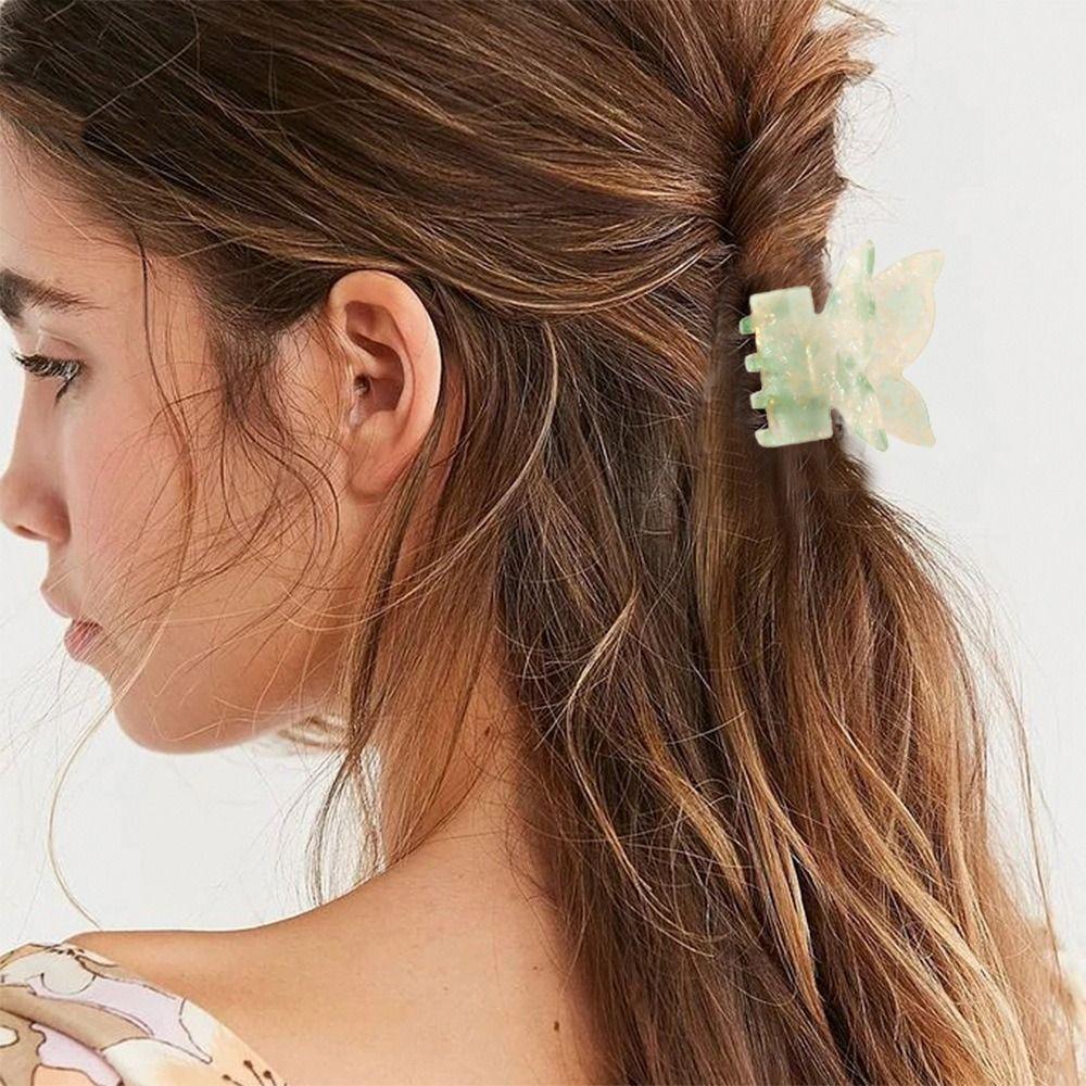 Colorful Acetate Butterfly Hair Claw Korean Style Sweet Shark Clip Retro Hair Crab Clip Lady