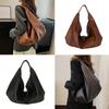 Women Armpit Bag Large Capacity Handbag All-matching Shoulder Bag Shopping Bag PU Leather Underarm Bag Dumplings Bag  Coffee