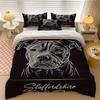 3PCS Bull Terrier Bedding Set Black White Line Drawing Duvet Cover With Pillowcase No Insert Queen Size Minimalist Room Decor