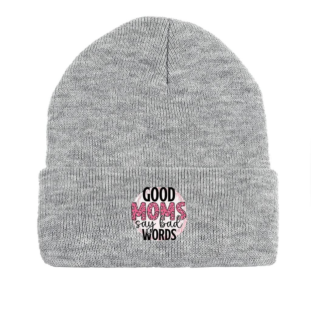 ХОРОШАЯ МАМА" Теплая вязаная шапка бини, Мужская шапка для матери, Конфетного цвета, Свободная, Простая, С помпоном, Вязаная шапка бини