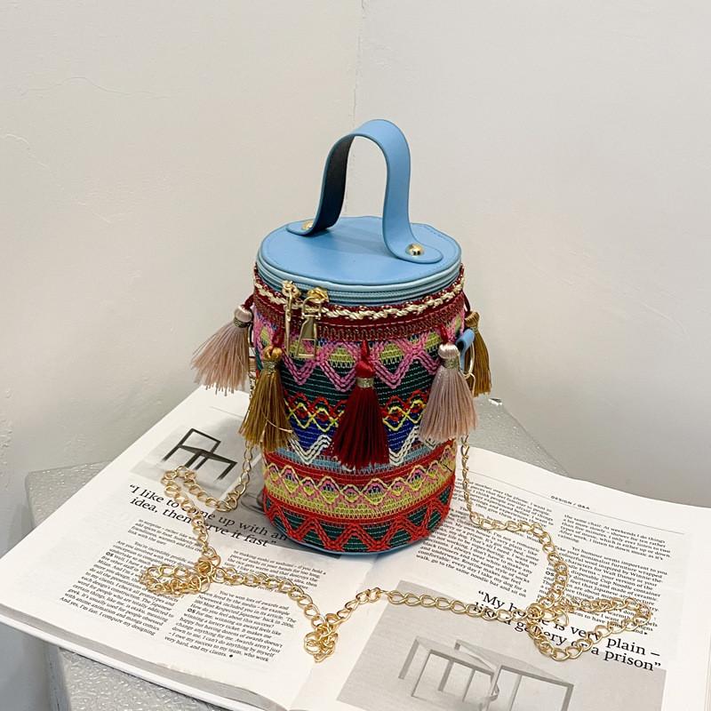 Bohemian Tote Bag For Women With Woven Detailing And Zipper Closure For Daily Use