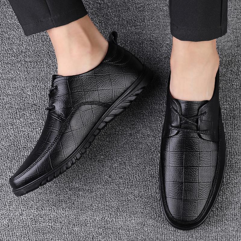 Fashion Men Casual Summer Oxfords Shoes 2024 Classic Male Casual Shoes Men Genuine Leather Fashion Business Shoes Lace-Up for Men Shoes