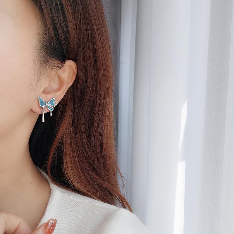 Необычные синие серьги-подвески в виде бабочек для женщин, минималистичный темперамент, модные украшения для вечеринок, серьги для девочек