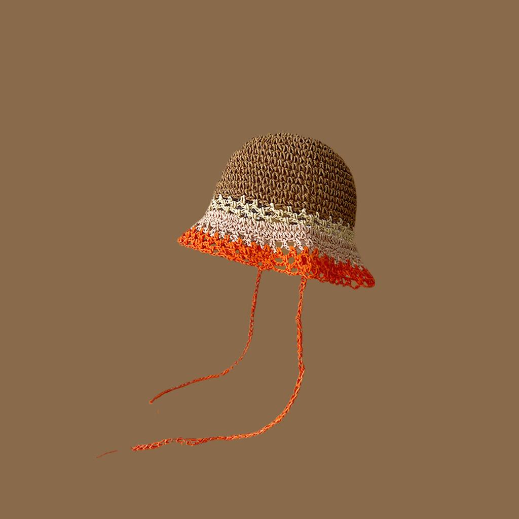 Handmade straw hat women's spring and summer small fresh sun hat travel sun protection hat sweet versatile fisherman hat