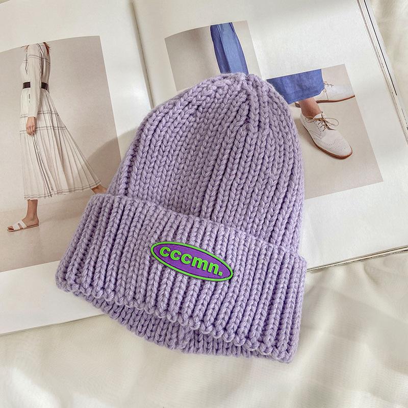 Beige knitted wool hat women's autumn and winter knitting Korean tide warm student autumn and winter hat