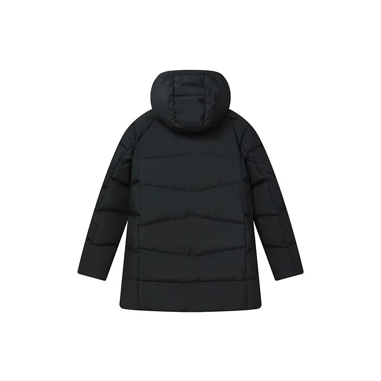 FILA Letter Hooded Mid Length Down Jacket Men's Jet Black (Unisex) Down Jackets F11M147902F BK