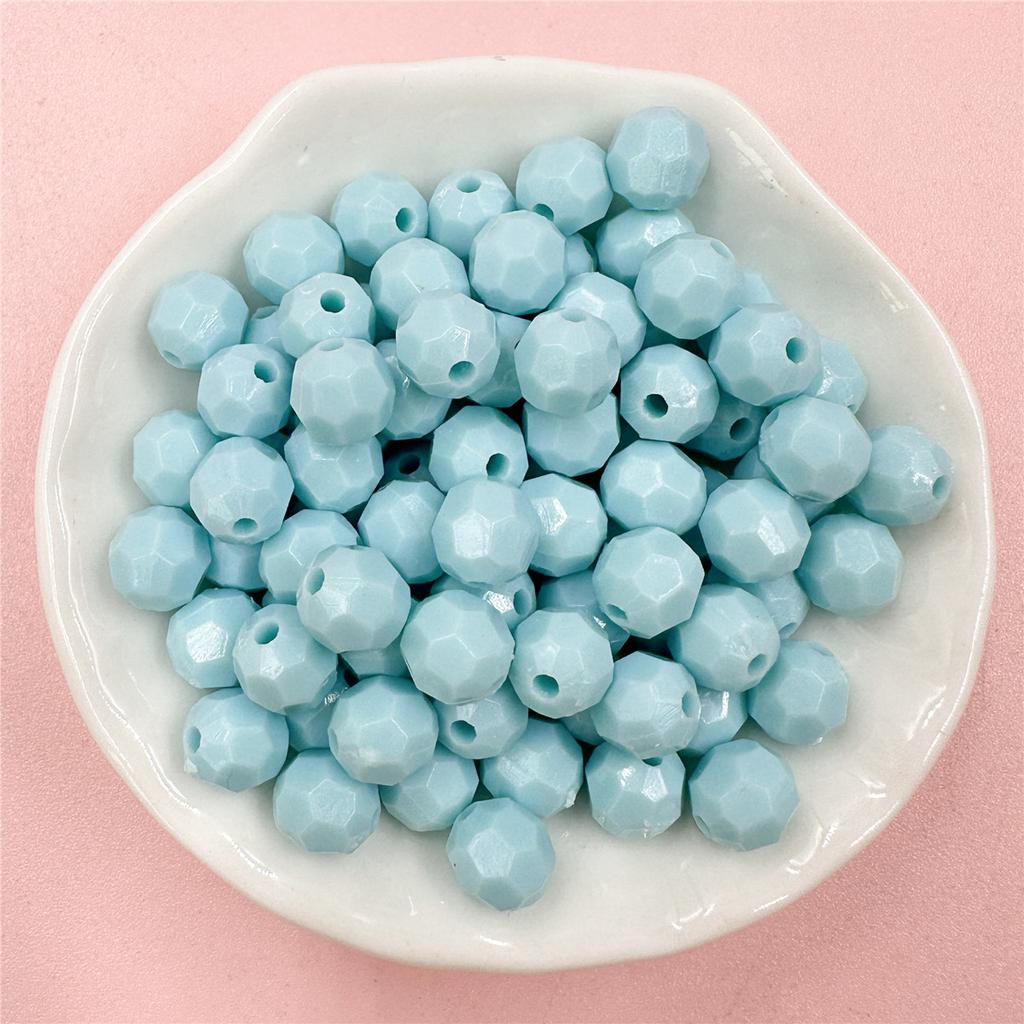 Сплошные цветные круглые бусины, 50 шт., акриловое детское ожерелье, цепочка для мобильного телефона, аксессуары, браслет, подарочная сумка, 7,5*8 мм, разная огранка