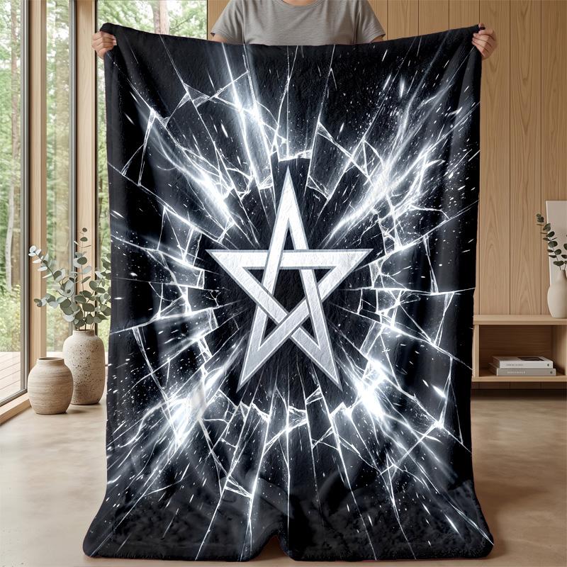 Morocco Football Printed Flannel Blanket Skin Friendly Warm Decorative Throw for Indoor Couch Bed Daily Use