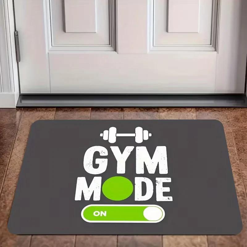 Dumbbell Fitness Equipment 3D Optical Illusion Doormat Flat Non-slip and Easy To Clean Perfect for Front Door Bedroom  Door Mat