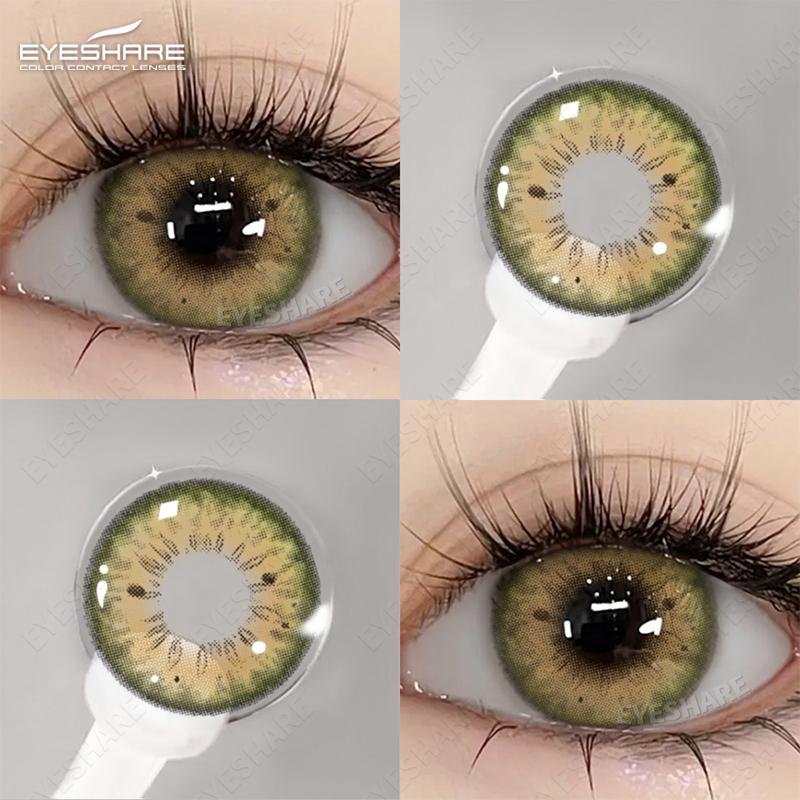 Eyeshare 1 Pair Green Contact Lenses for Eyes Beauty Pupils Lenses Eye 14.2mm Yearly Use Fashion Blue Colored Contacts Lenses Green