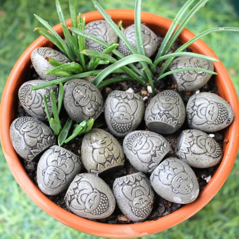 20 шт./комплект Ручная работа Статуя Будды Реалистичный Изысканный Цветочный Горшок Декор Мини-размер Прочный Брусчатка Столешница Дисплей