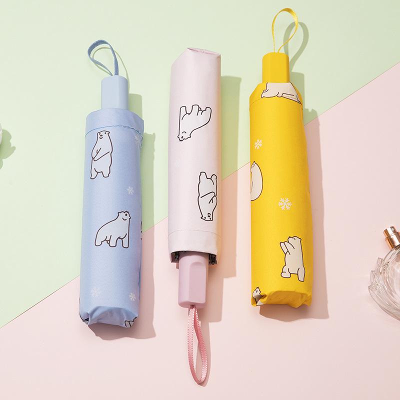 Cartoon Print Dual-Use Folding Sunshade Umbrella - UV Protection and Rainy Day Use