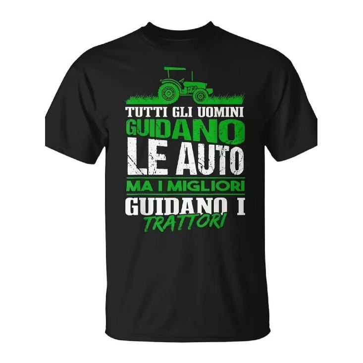 Funny Men's T-Shirt with "I Drive, It Doesn't Drive Me" Slogan and Vintage Tractor Graphic - Black with Green Print, Short Sleeves, Round Neck for