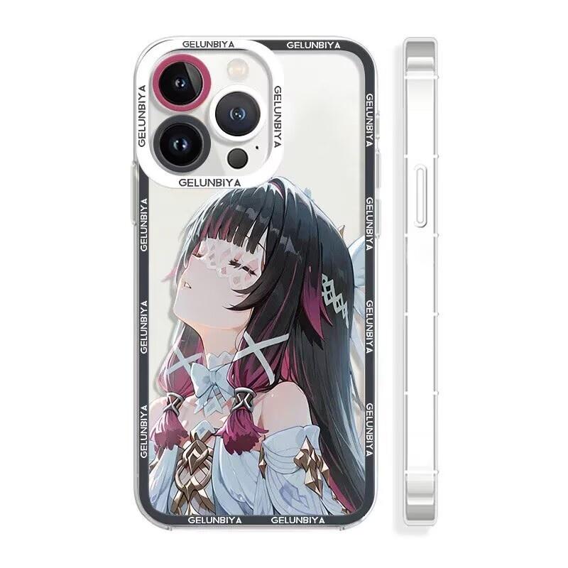 Чехол для телефона Genshin Impact Lauma Flins Columbina для IPhone 11 12 14 15 16 Pro Max Mini X XS Max 7 8 6 6S Plus Прозрачный чехол