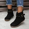 Autumn Flat Heel Ankle Boots Retro Suede Tassel Women Boots Fashion Round Toe Soft Sole Short Boots Casual Women Shoes