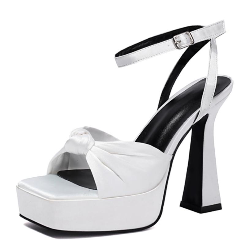 Модные босоножки Stain, женские летние туфли на платформе, роскошные красные и белые шлепанцы, женские сексуальные туфли на высоком каблуке в полоску, свадебные туфли