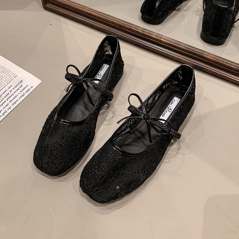 Французские белые сетчатые туфли на плоской подошве женские, новинка 2025 года, весна-лето, сказочный ветер с юбкой, нежный ветер, туфли Мэри Джейн