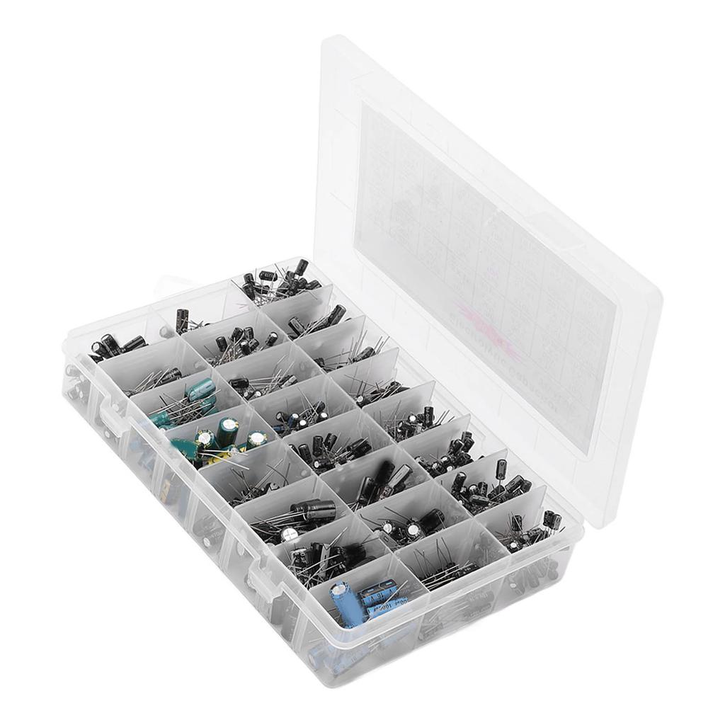 Набор алюминиевых электролитических конденсаторов, 630 шт., 24 номинала, 0,1 мкФ?1000 мкФ для DIY