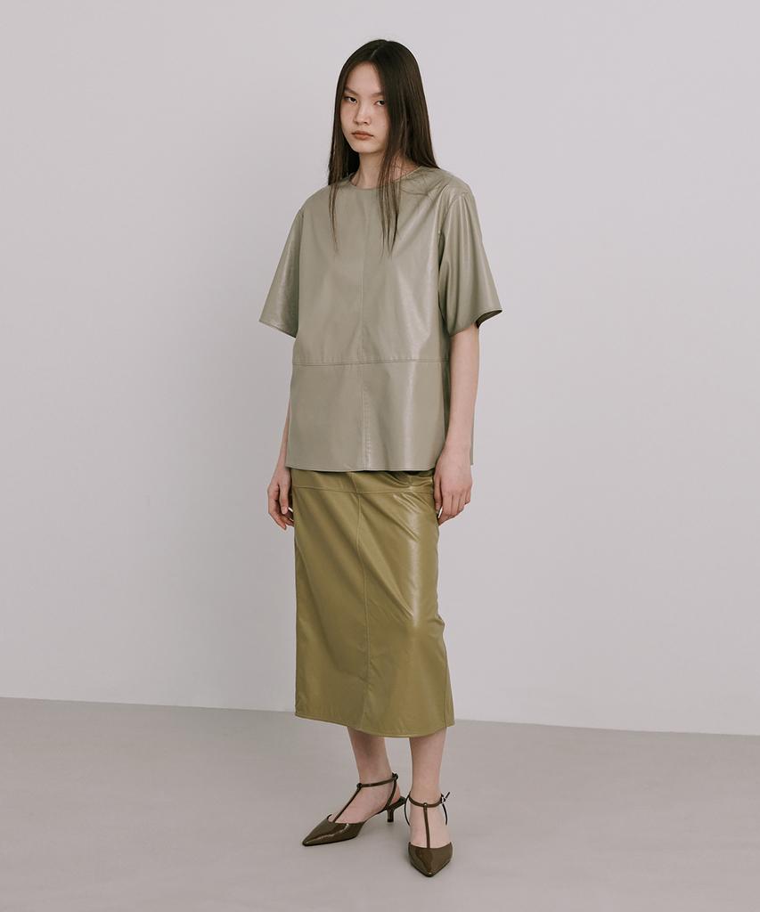 WNDERKAMMER Fake Leather Top_Khaki