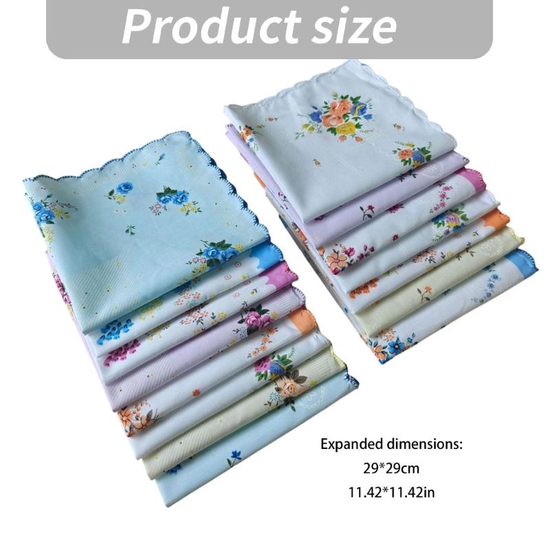 Набор handkerchiefs с цветочным мотивом, 18 шт., мягкие хлопковые салфетки с фестончатым краем для личного использования, сервировки стола и упаковки мелких предметов