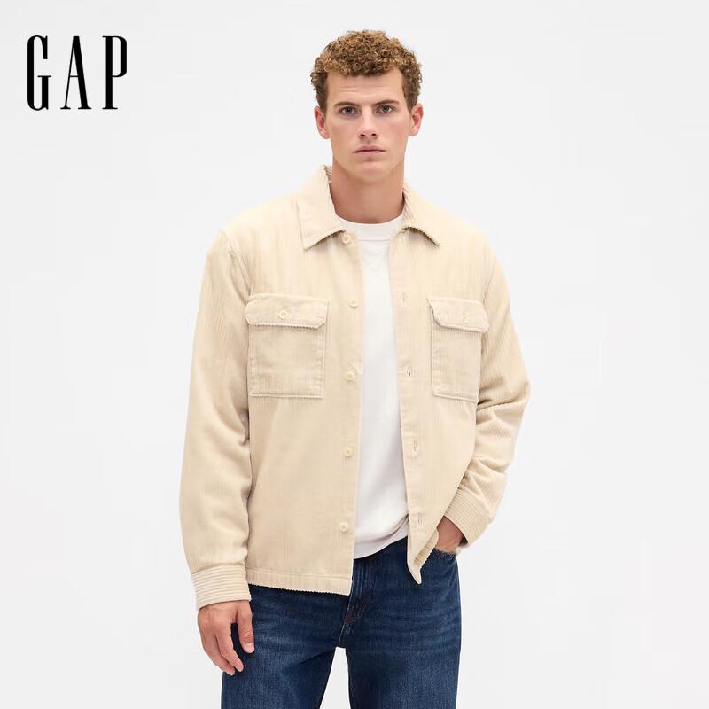 Gap Мужская вельветовая рубашка с длинным рукавом и нагрудным карманом