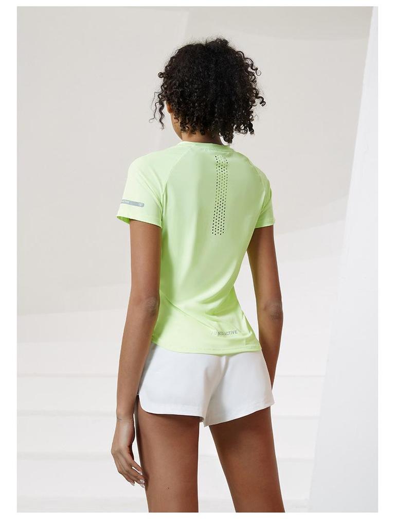 Women's Quick-Dry Reflective Mesh T-Shirt - Nude Feeling, Breathable, Elastic Fitness Top for Running & Training