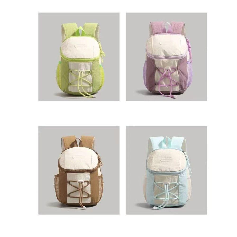 Patchwork Drawstring Backpack Y2k Student Schoolbag Versatile Casual Travel Bag Hiking