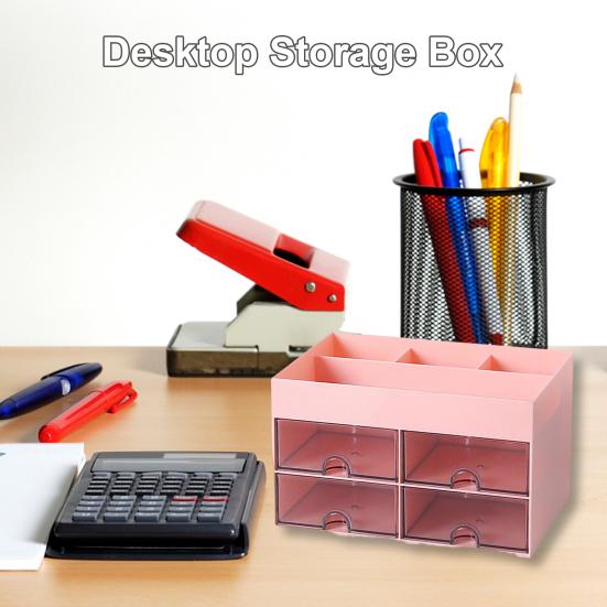 Двухслойный настольный ящик для хранения с ящиками и несколькими отделениями, органайзер для косметических канцелярских принадлежностей, чехол для домашнего офиса