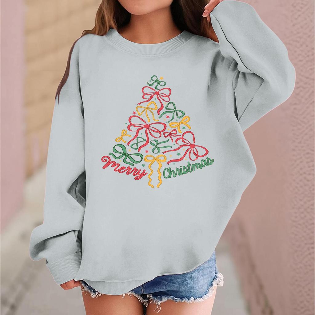 Children's Fashionable Casual Long-sleeved Loose Christmas Print Pullover Sweatshirt