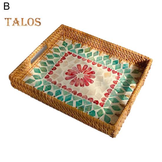 Плетеный поднос для фруктов без заусенцев, плотно сплетенный, яркий цвет, прочный, плетеная тарелка с фруктами для наслаждения прохладительными напитками для отеля