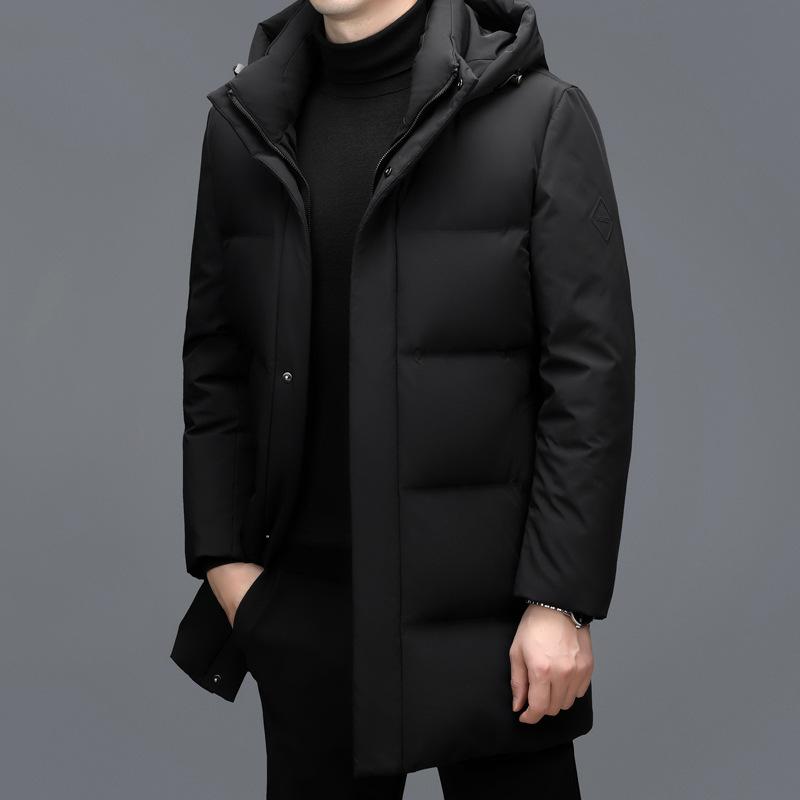 New Middle-aged and Elderly Down Jacket Men's Thickened Mid-length Winter Coat with Removable Liner Dad Casual Cold-proof Jacket