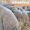 Autumn and Winter Princess Wind Lotus Leaf Edge Warm Thick Milk Velvet Four Piece Set