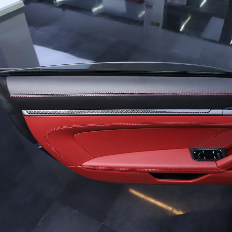 For Porsche 911 992 2019-2026 Real Carbon Fiber Car Interior Decorative Door Panel Sticker Cover Moulding Trim Accessories