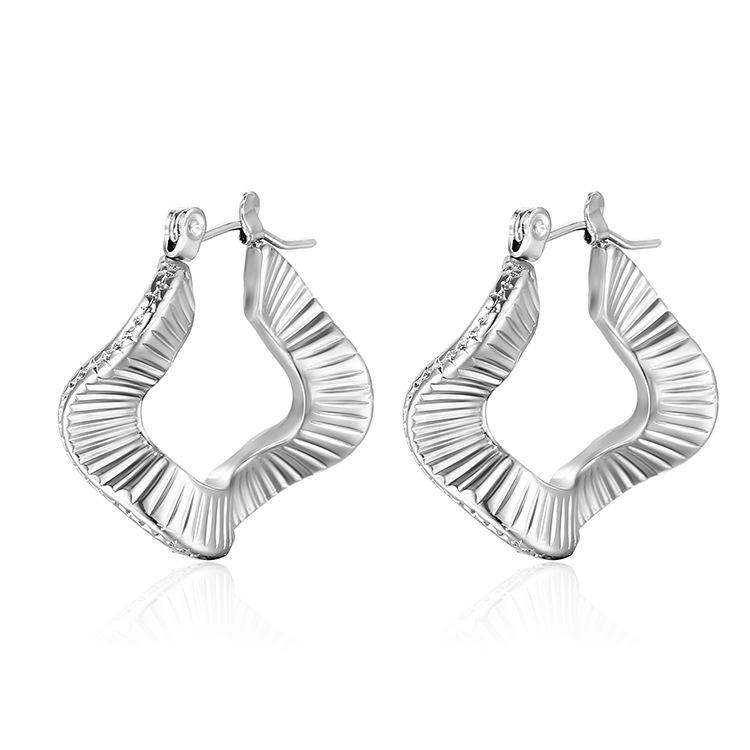 Серьги-веера из нержавеющей стали, модные женские изящные маленькие серьги из настоящего золота 18 карат в стиле ретро