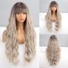 MISSQUEEN женский парик Ombre коричневый, серый цвет длинный волнистый парик с челкой из синтетического волокна женская повседневная одежда косплей волнистый парик