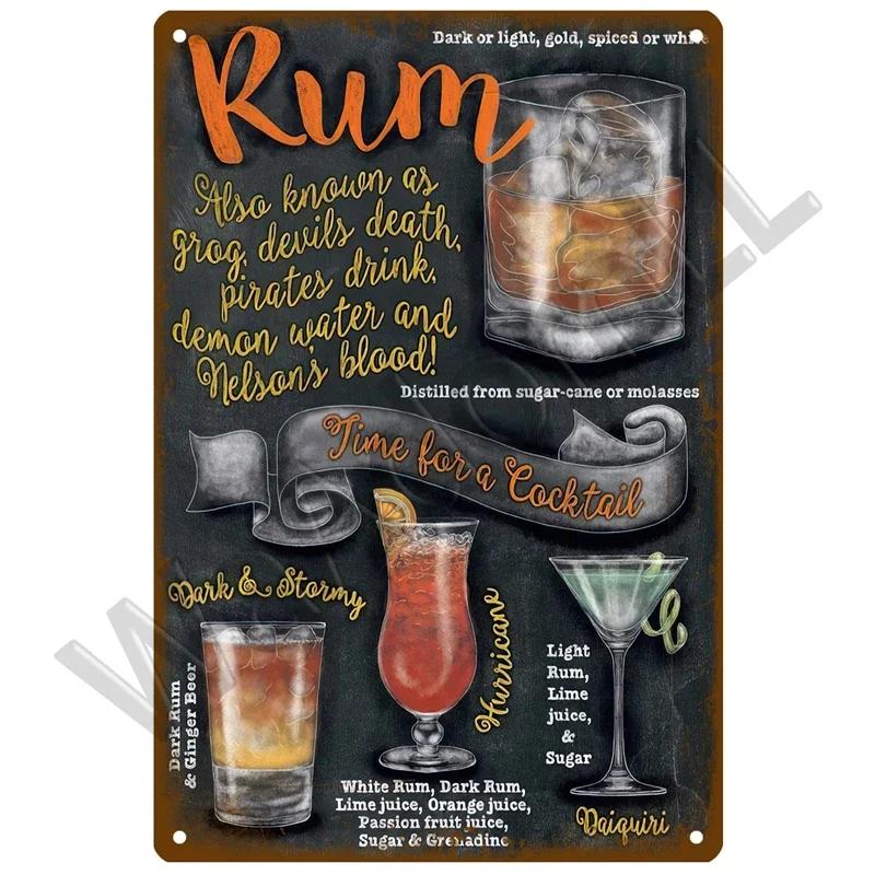Metal Sign Vintage Tin Signs Retro Decorations Gin & Tonic Cocktail Plate Decorative Poster Plaque Bar Kitchen Home Wall Decor