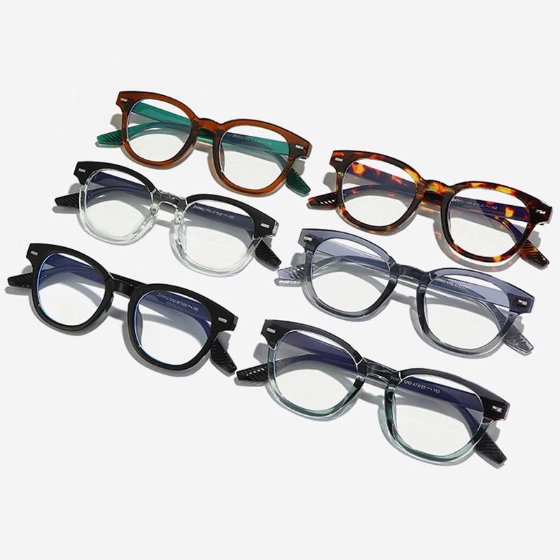 Fashion Men Round Glasses Anti Blue Light Rice Nail Women Eyeglass Fashion Luxury Retro Round Frame Computer Eyewear
