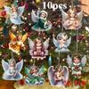 10PCS Handmade Acrylic Christmas Angel Ornaments with String - Holiday Tree Ornaments