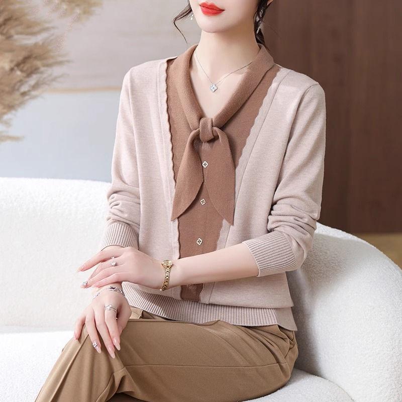 Новый осенний пуловер с круглым вырезом на пуговицах, модный однотонный универсальный повседневный свитер, вязаный топ