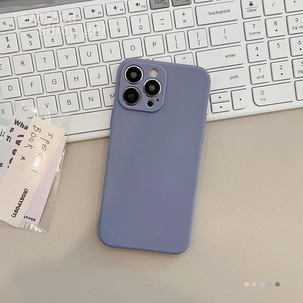 Мягкий однотонный силиконовый матовый чехол для телефона iPhone 15 14 13 12 11 Pro Max X XS Max XR 8 7 Plus, мини-противоударный чехол-бампер