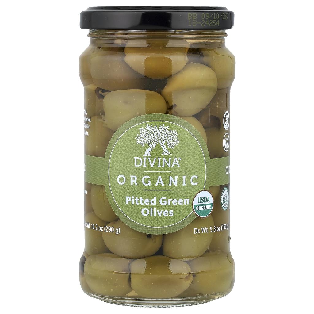 Divina Organic Seedless Green Olives, 150g (5.3oz)