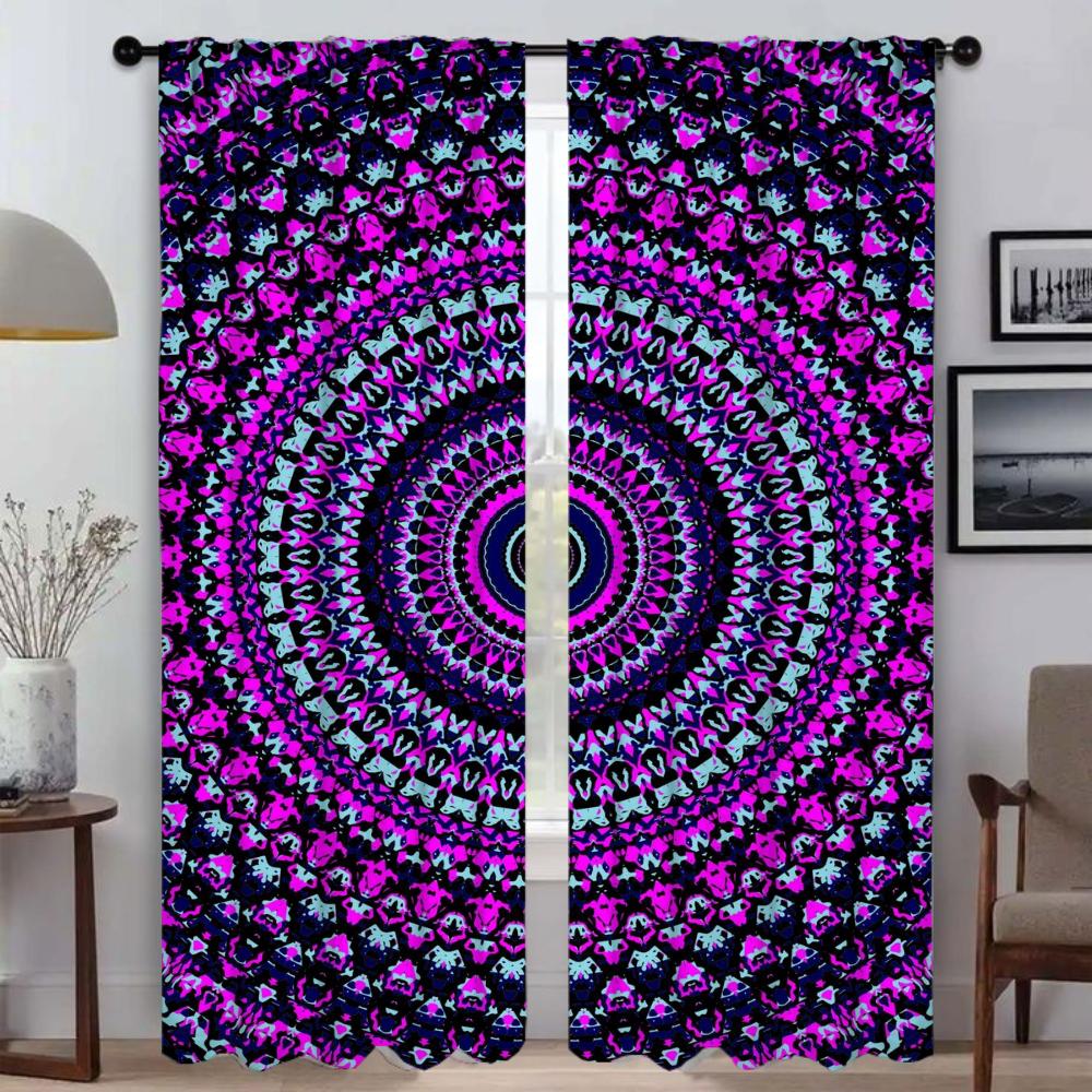 Шторы от комаров, 2 шт., яркие, с рисунком мандалы, современные шторы для гостиной, перегородки для камеры, затемняющие шторы
