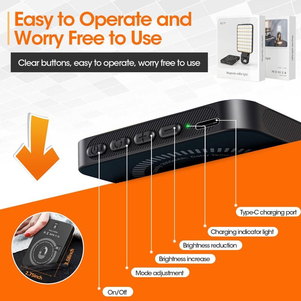 Перезаряжаемый светодиодный кольцевой светильник Мини-свет для видеоконференций Новый магнитный свет для селфи Запись видео