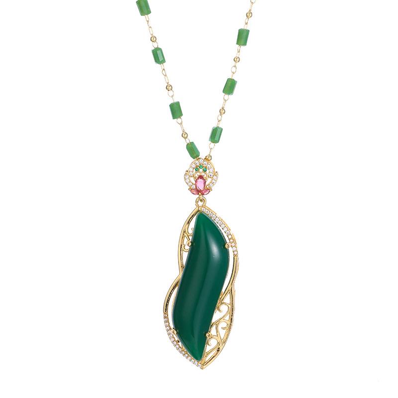 Beauty Waist Jade Necklace Women'S Retro Noble Ol Temperament Bamboo Collarbone Chain