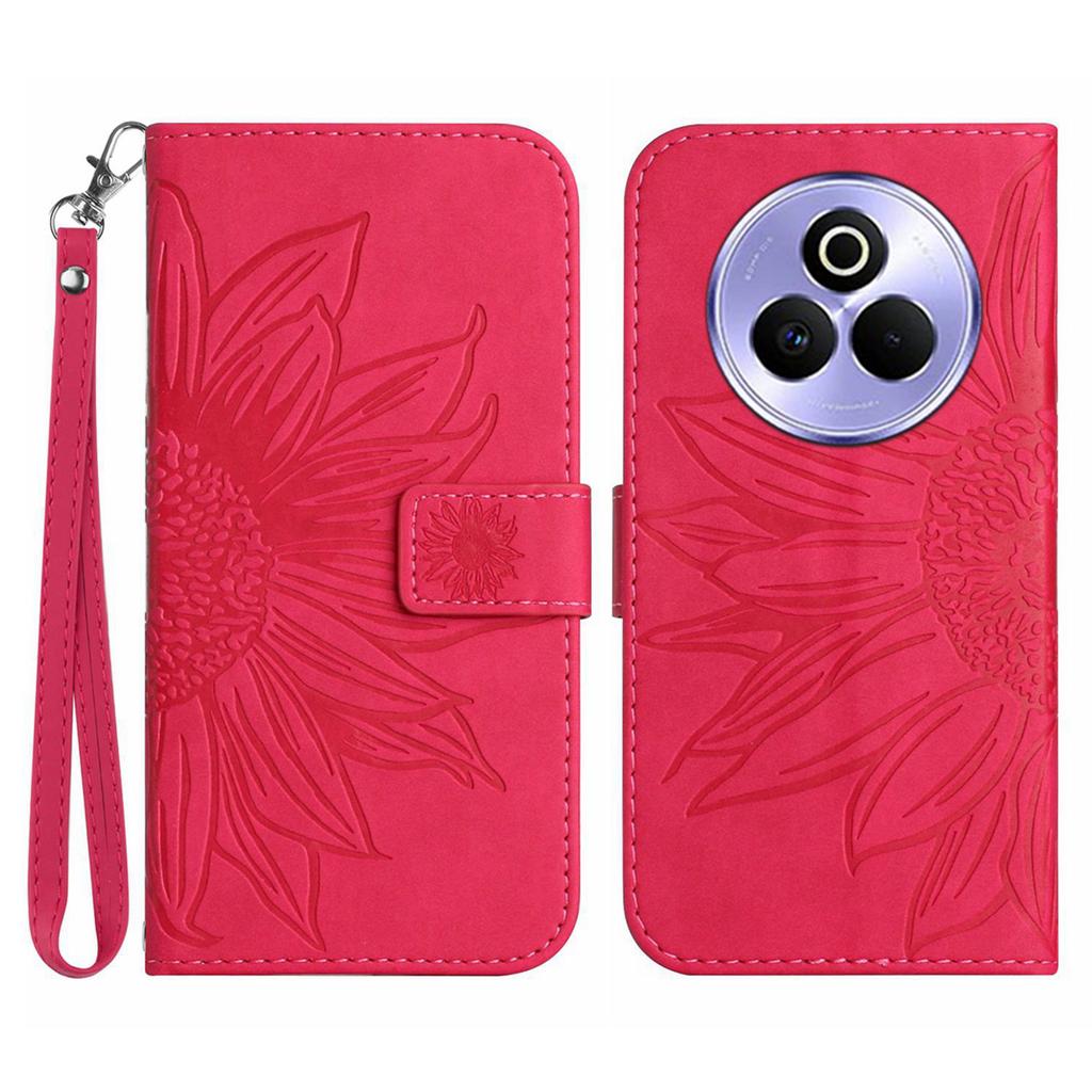 For Realme P3 Pro 5G Case Sunflower Imprint Leather Wallet Phone Cover with Wrist Strap