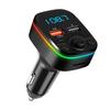 3in1 Car Bluetooth 5.0 FM Transmitter Mp3 Player 3.4A Dual Port USB +Type C PD Fast Charger With Remote Control Ambient Light Wireless Audio Receiver