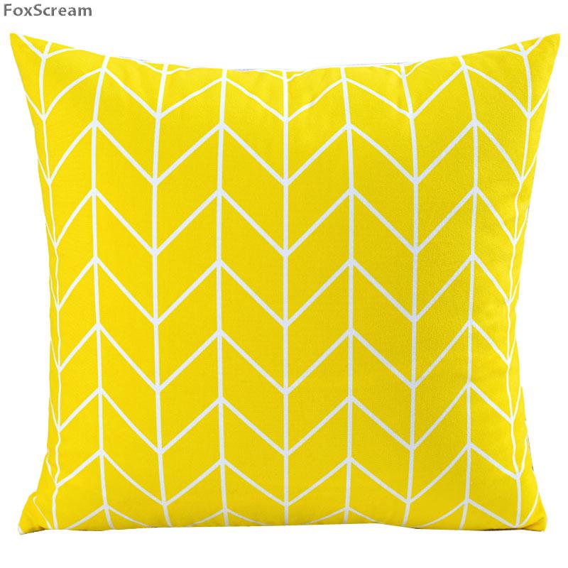 Декоративные подушки в скандинавском стиле, желто-серые чехлы с геометрическим рисунком, домашний декор, черный, белый цвет